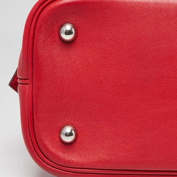Hermes 30cm Rouge Casaque Swift Leather Palladium Plated Bolide 1923 Bag - Picture 9 of 12